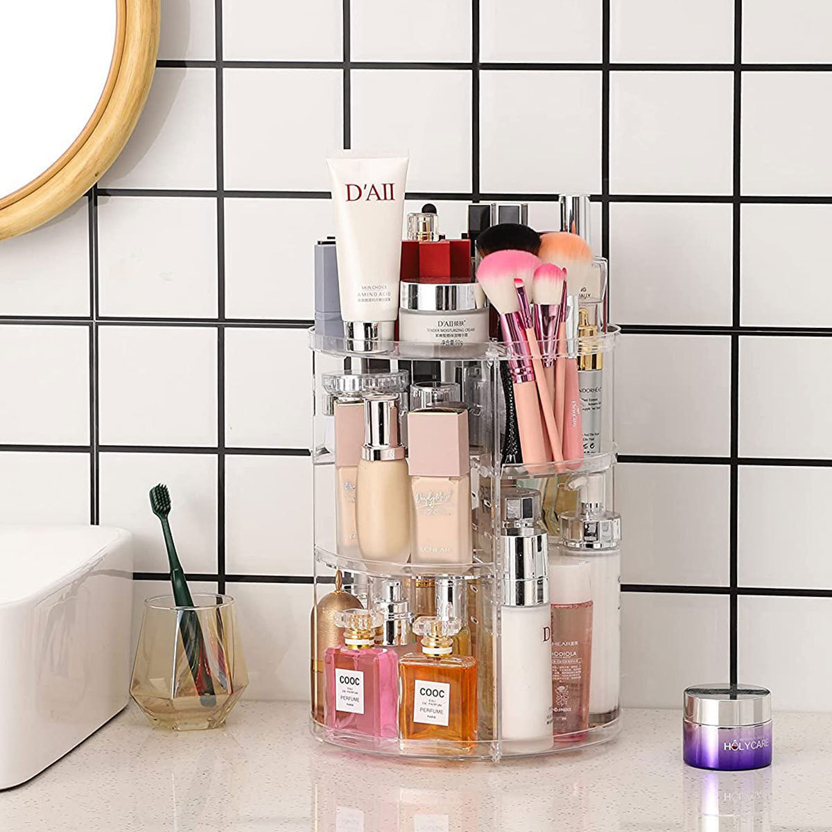 Women Accessories List - Prateleira de Armazenamento de Cosméticos Giratória