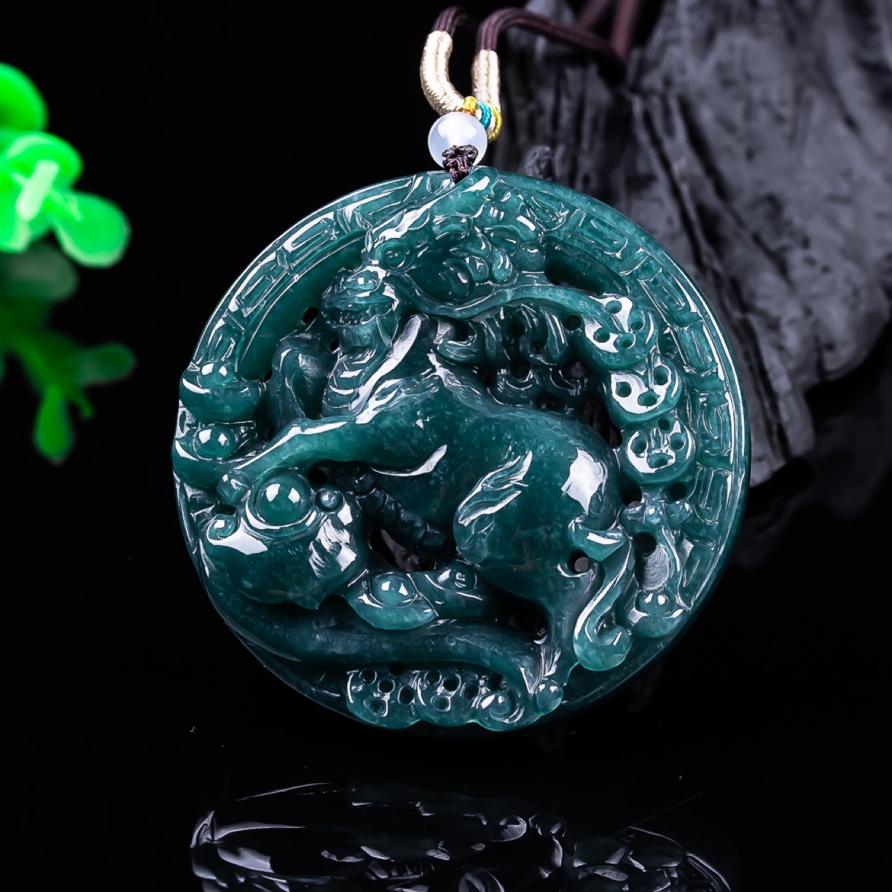 Women'S Vintage Accessories - Pingente de Dragão em Jadeite Birmanês,