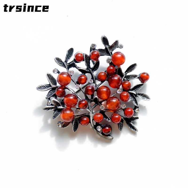 Women Accessories Bouquet - Broche de strass vermelho para mulheres,