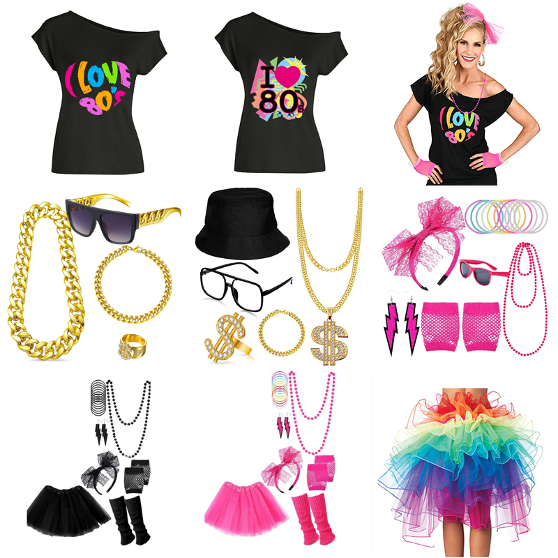 Conjunto retrô de festa para m - Women'S Accessories In The 80S avaliação e preço