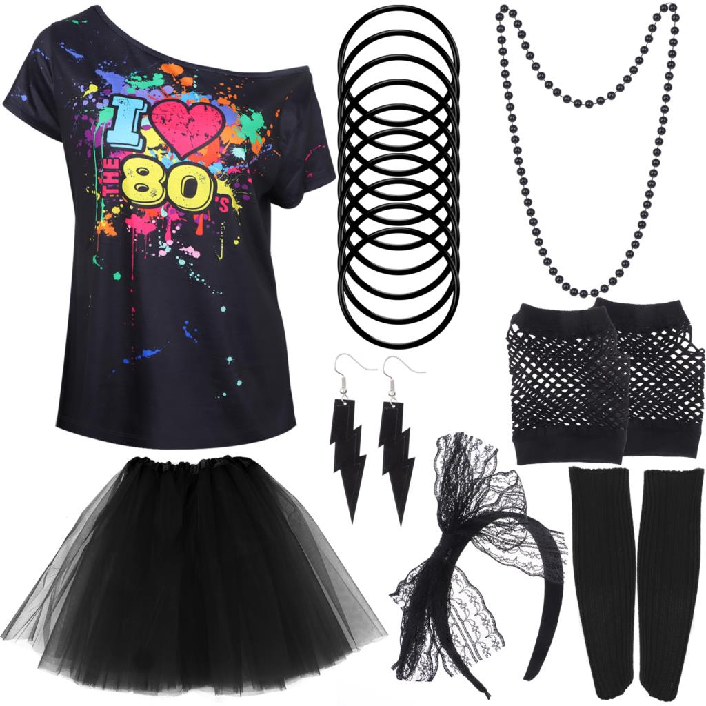 Conjunto retrô de festa para m - Women'S Accessories In The 80S avaliação e preço
