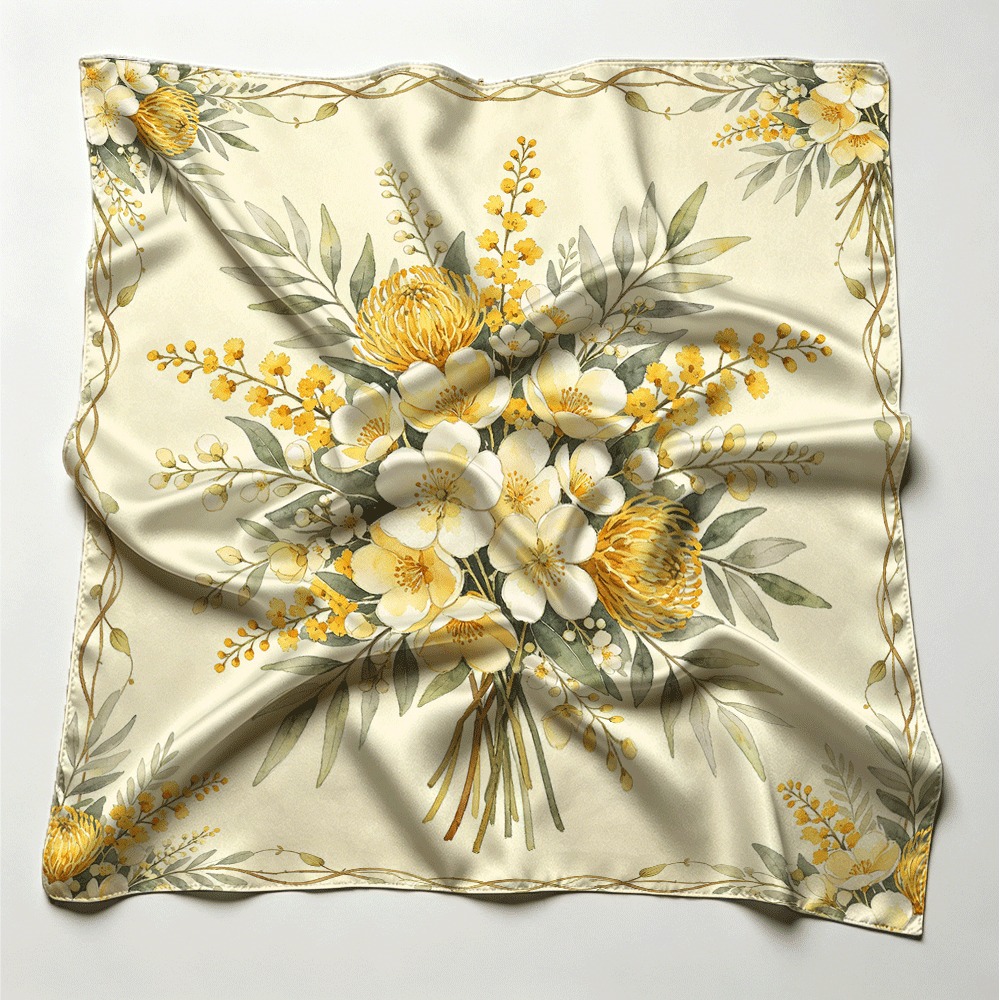 Lenço quadrado feminino com es - Women Accessories Bouquet avaliação e preço